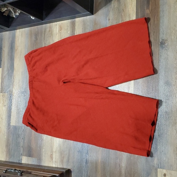Eileen fisher organic cotton knit rust red orange pocket crop wide leg pants - Picture 1 of 8